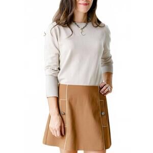 NEW ANONYME lurex hem sweater in beige
